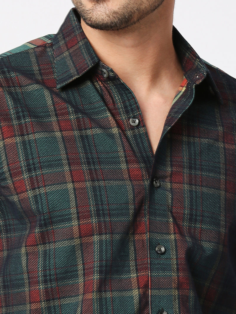 Soft and Stylish Red and Green Bold Checked Shirt