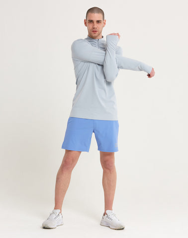 mens long sleeve half zip exercise top and shorts