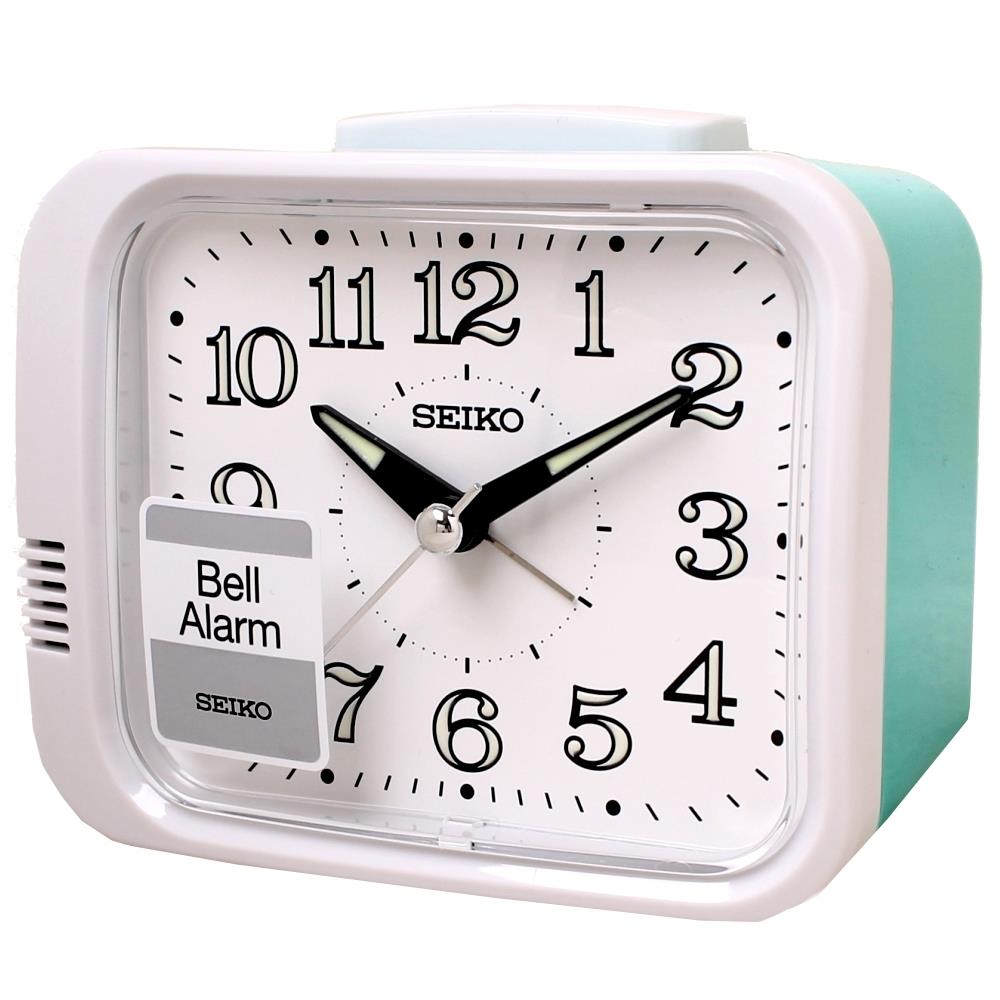 Seiko Bell Bedside Quiet Night Silent Alarm Clock Aqua Green/White QHK –  Gadgetize