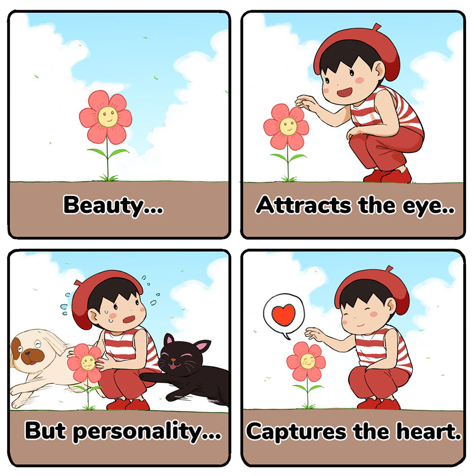 Personality captures the heart magic globe comic magic buddies beauty flowers