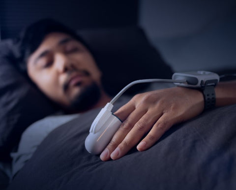 Patient conducting an in-home sleep study with The Sleep Institute