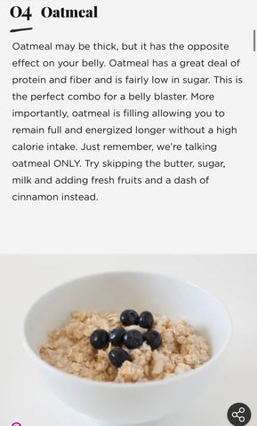 Oatmeal are a great food for burning the menopause belly.