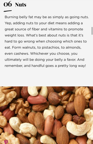 Nuts are a great food for burning the menopause belly.