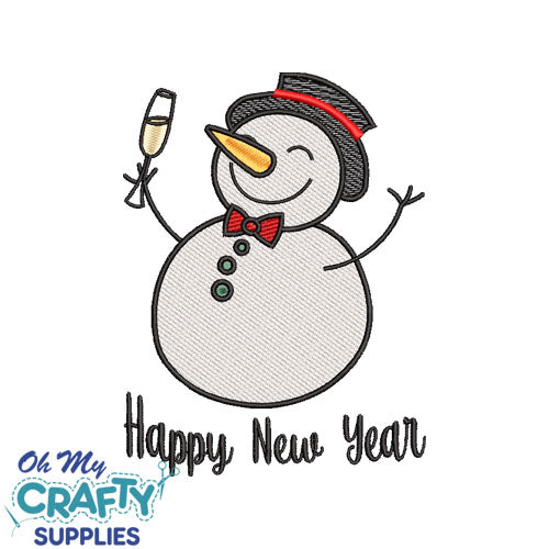 Happy New Year Snowman Sketch Embroidery Design | Oh My Crafty Supplies