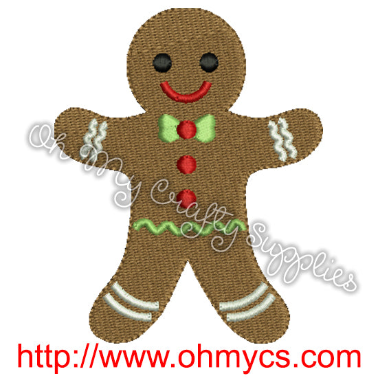 Solid Stitch Gingerbread Man Embroidery Design