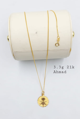 21K Saudi Gold Necklace With Saudi Logo 4.9 Grams (TX3374)