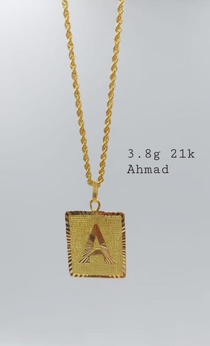 21K Saudi Gold Necklaces with Letters 2.14 Grams All Letters From A To Z  (TX480)