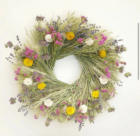 Sunshine & Happiness dried natural flower large wreath 22 inch