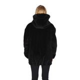 Women's Reversible Car Coat with Faux Fur and Faux Leather