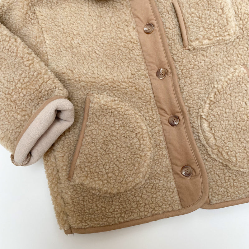Fleeced teddy coat - Beige