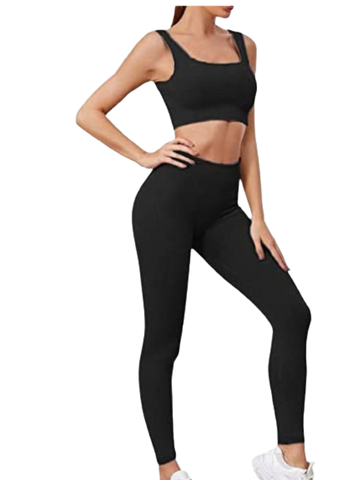 Katrexa Black Seamless Yoga Suit Set (S, M, L) - Katrexa Store