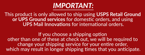 IMPORTANT:  This product is only allowed to ship using USPS Retail Ground or UPS Ground services for domestic orders, and using UPS Mail Innovations for international orders.  If you choose a shipping option other than one of these at check out, we will be required to change your shipping service for your entire order, which may result in longer shipping times that you anticipate. Details at https://thetinkerspacks.com/pages/faq