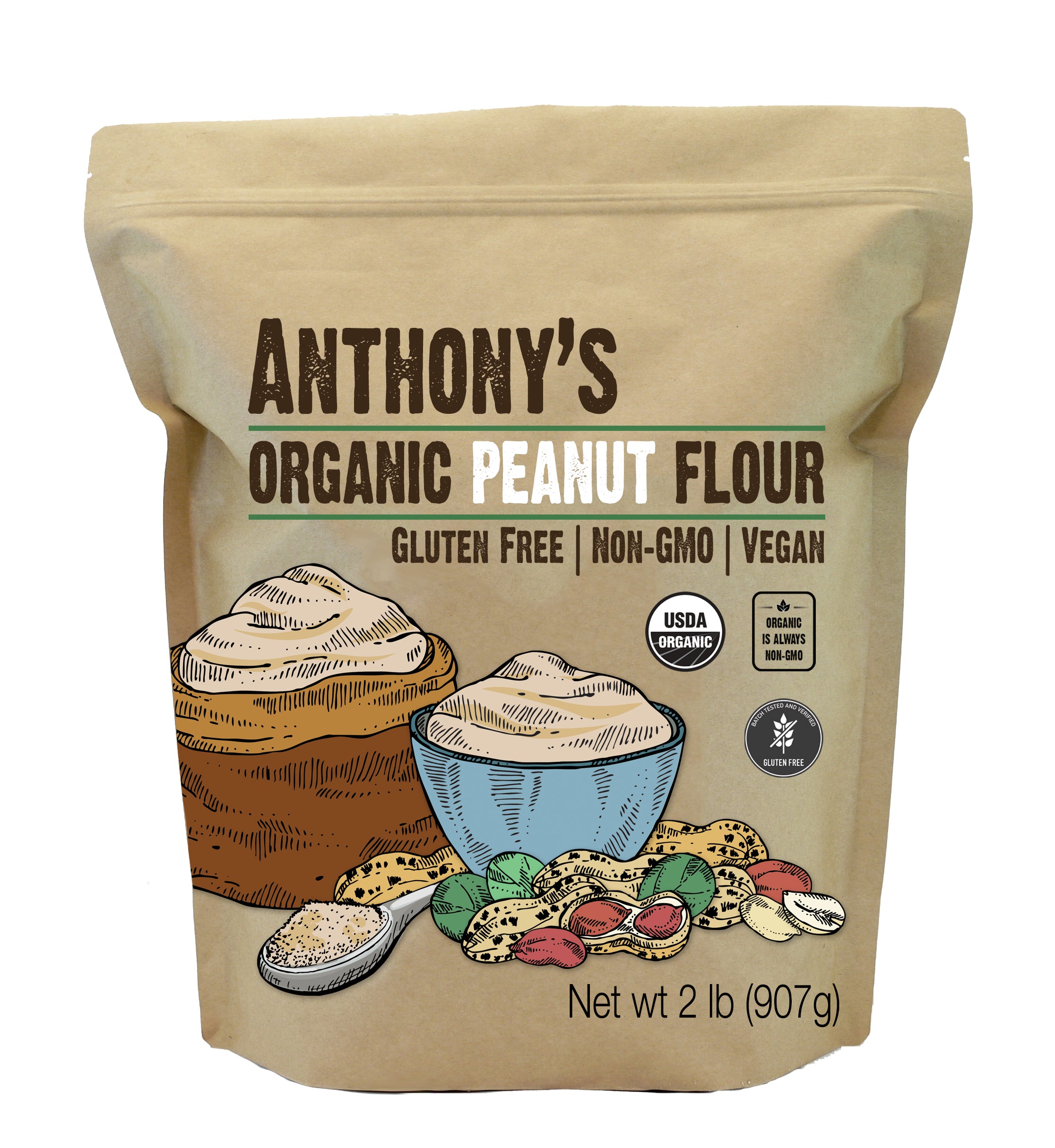 Organic Peanut Flour GlutenFree & NonGMO Anthonys Goods