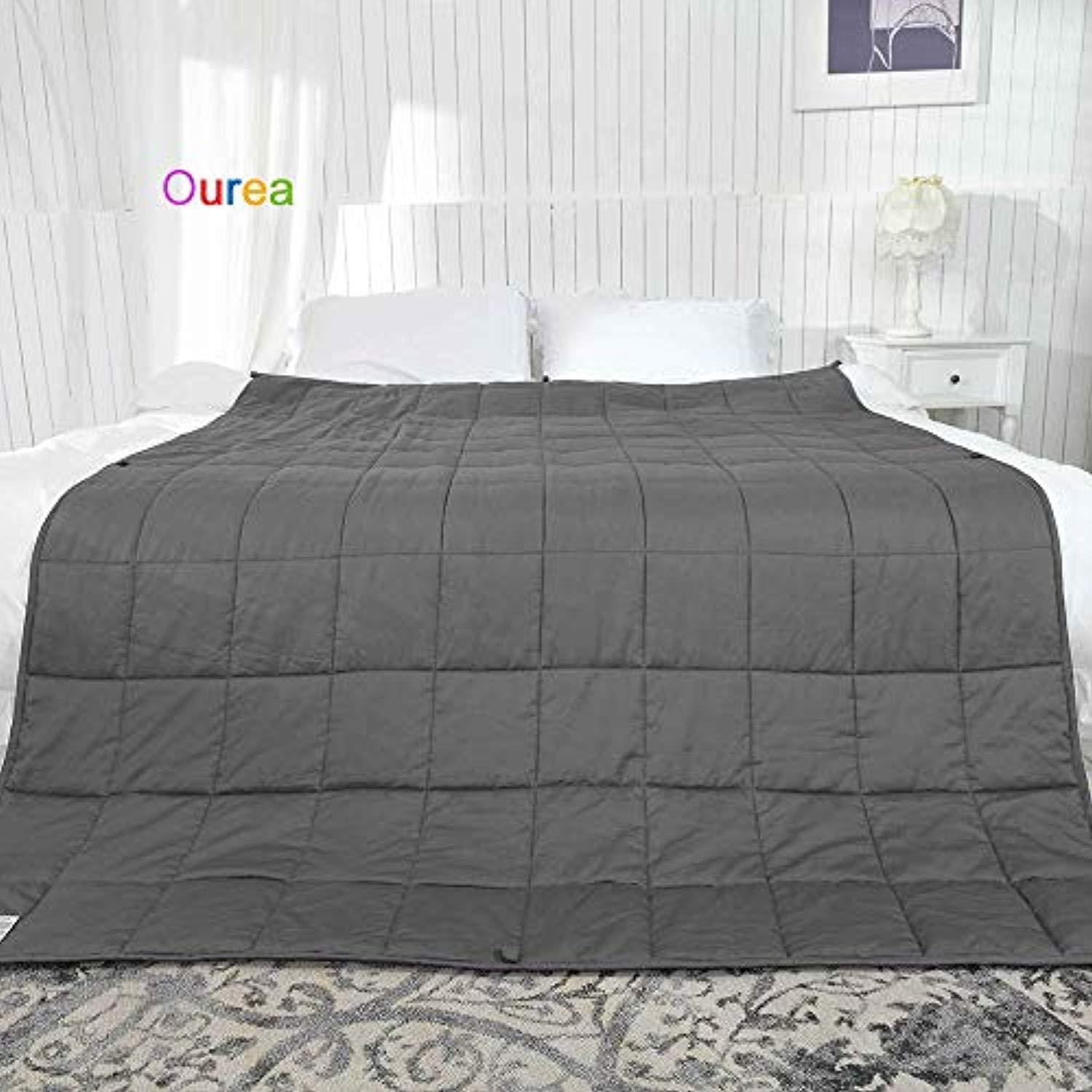 Ourea Best Weighted Blanket Adult | 15 lbs | 48"× 78" | Dark Grey | Wo
