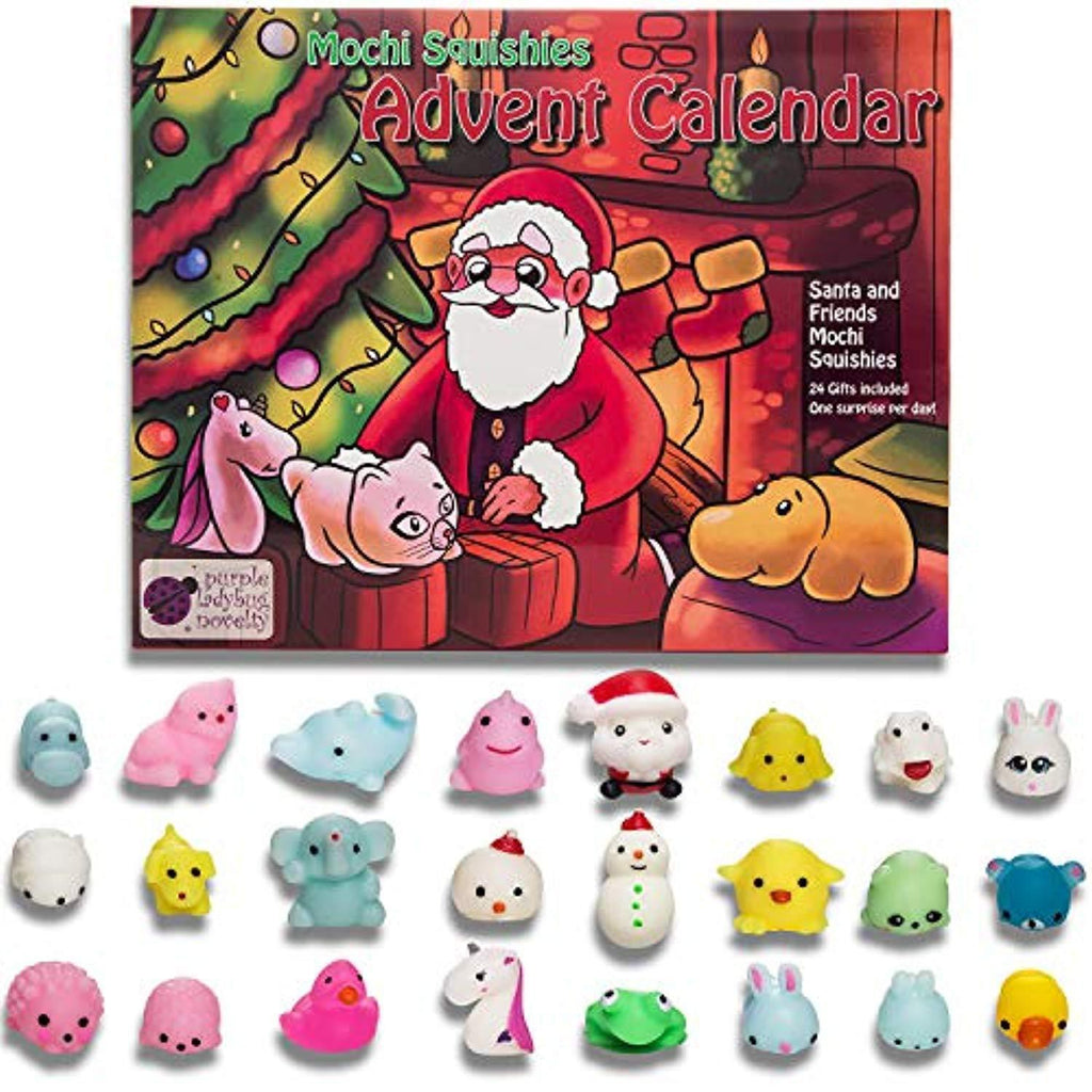 Purple Ladybug Novelty Mochi Squishy Advent Calendar for Kids with 24