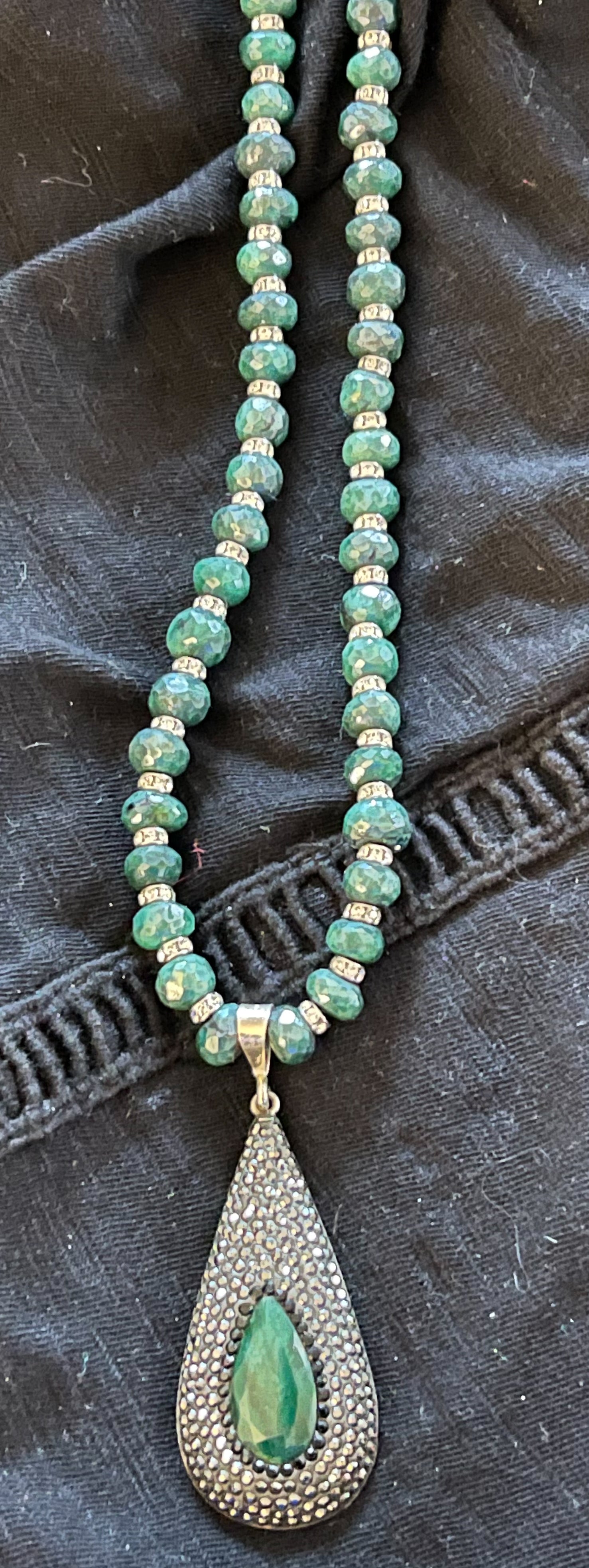 Emerald and Swarovski Crystal Necklace