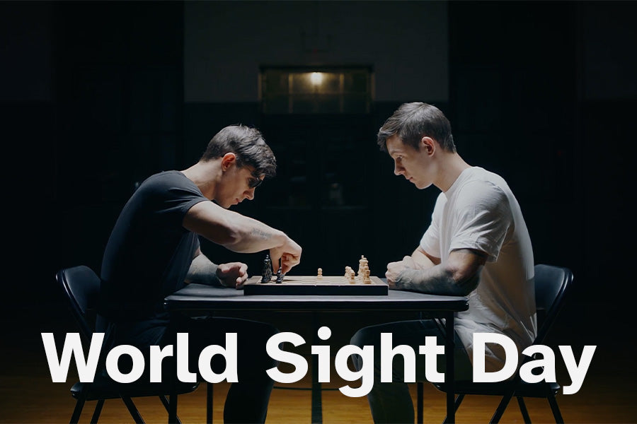 World Sight Day image of Justin playing himself in Chess