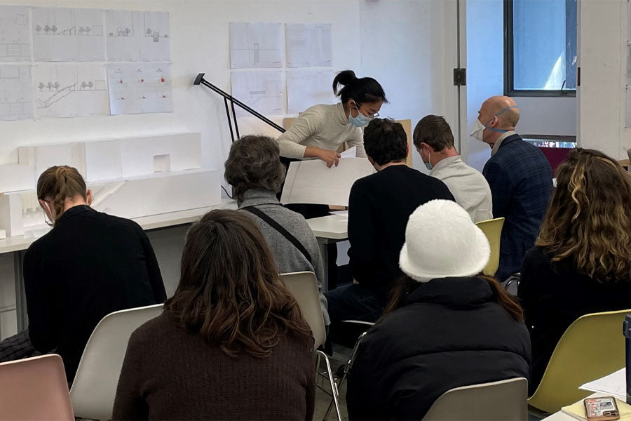 Chris teaching, March, 2022, UC Berkeley, Department of Architecture, studio review