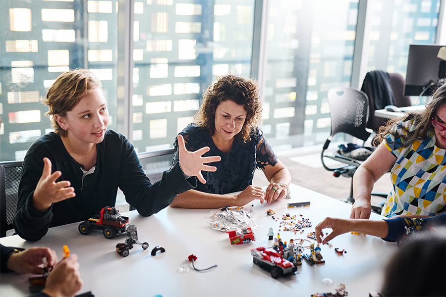 Gab De Castro (left), Rebecca Grace (middle) and Francesca Harrison (right) in a co-design session