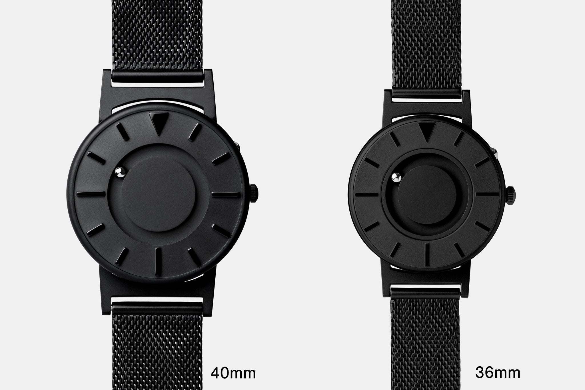 A comparison of the Bradley Mesh Black 40mm and 36mm.