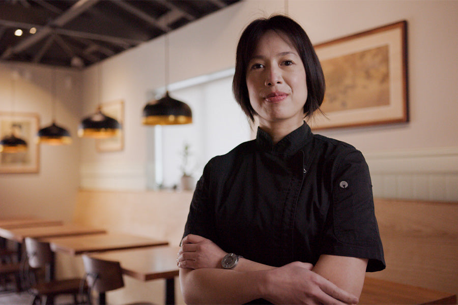Chef Christine Ha stands in her restaurant, Xin Chao, for Eone's International Women's Day campaign 2021.
