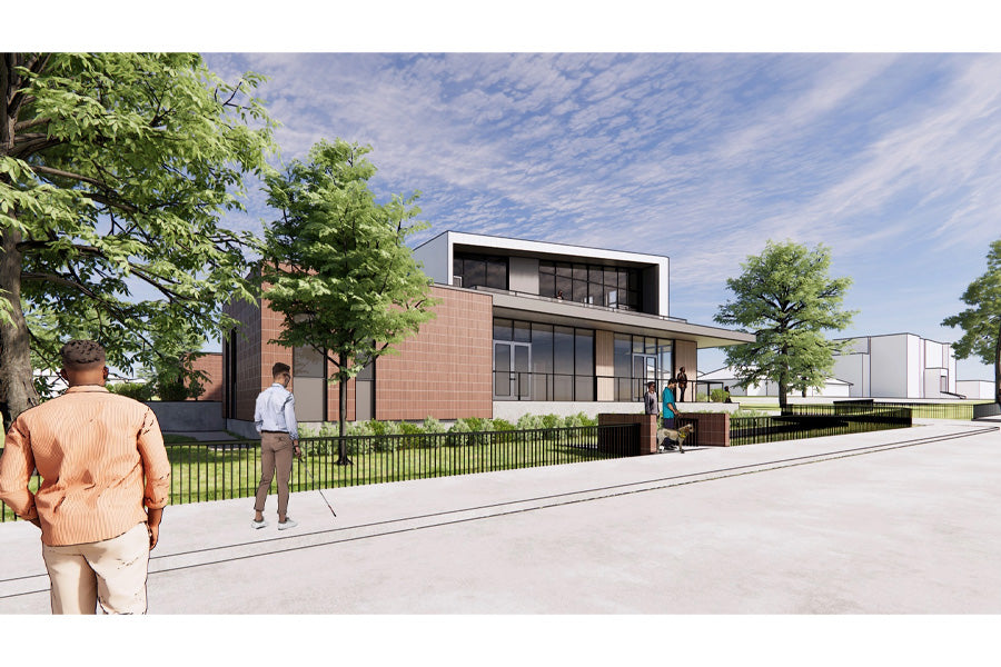 Washington State School for the Blind, Vancouver, WA ((in progress – under construction), with Mahlum Architect – (rendering) view of  building from Southwest