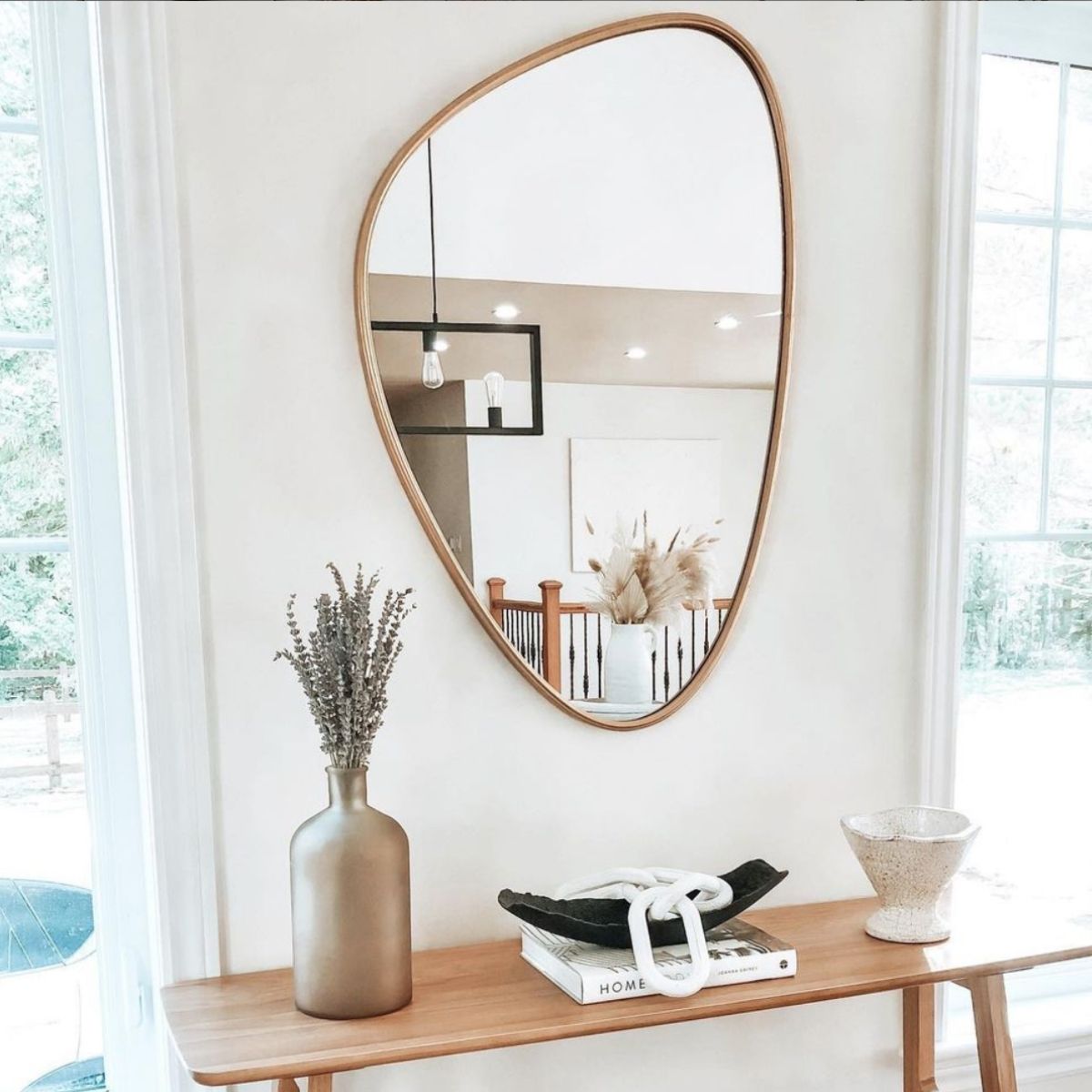 Roper Mid Century Modern Gold Frame Decorative Wall Mirror  