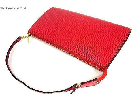 LOUIS VUITTON Epi Leather Red Pochette Accessories Pouch