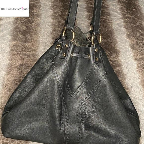 Saint Laurent Large Ysl Drawstring Leather Hobo Bag