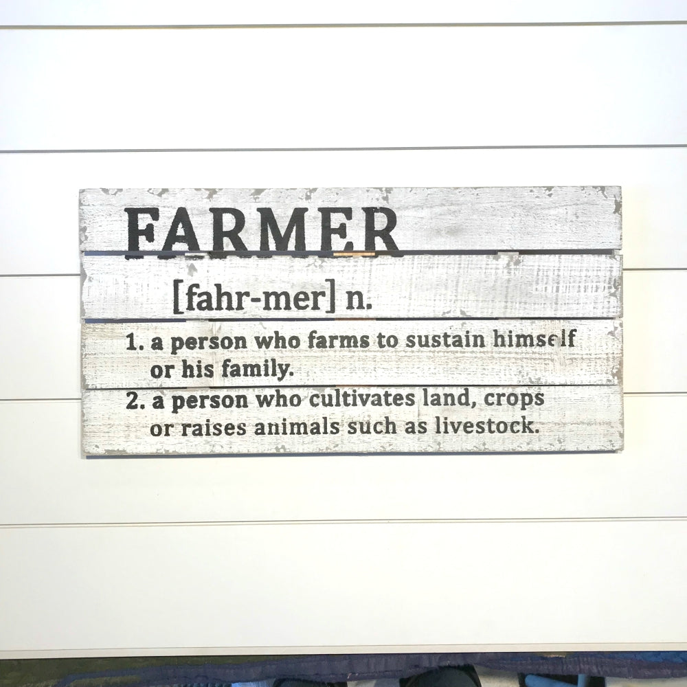 Rustic Farmer Sign with Definition Meaning Wood Wall 