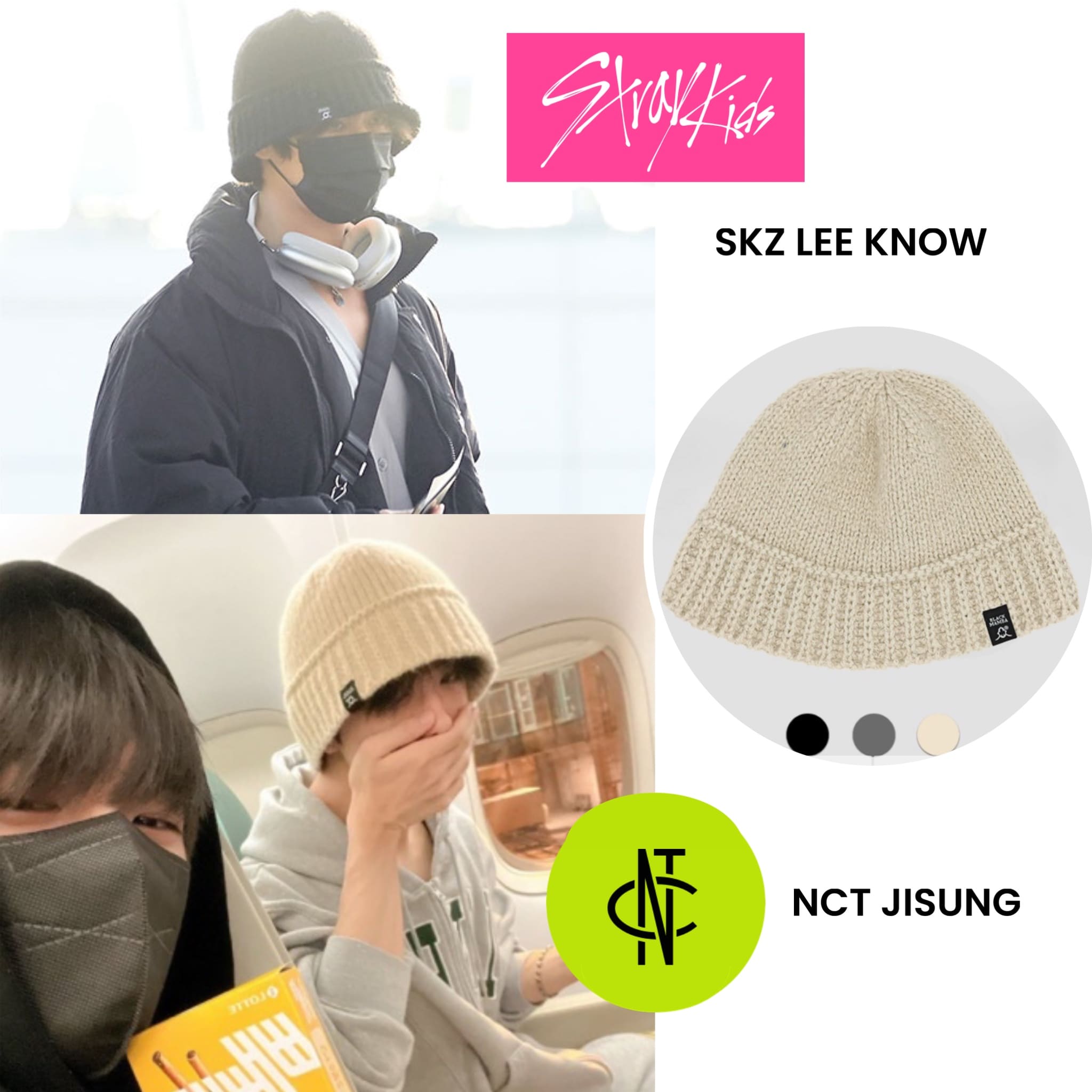 SKZ HYUNJIN PICK MONOGRAM LABEL WOOL KNIT BUCKET HAT – Bora Clover