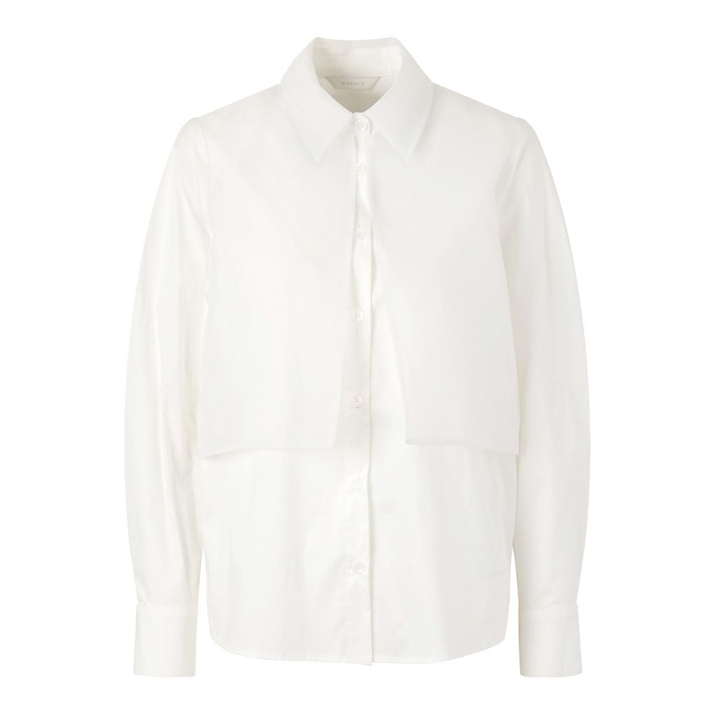 Layered Cotton-Blend Organza Shirt White