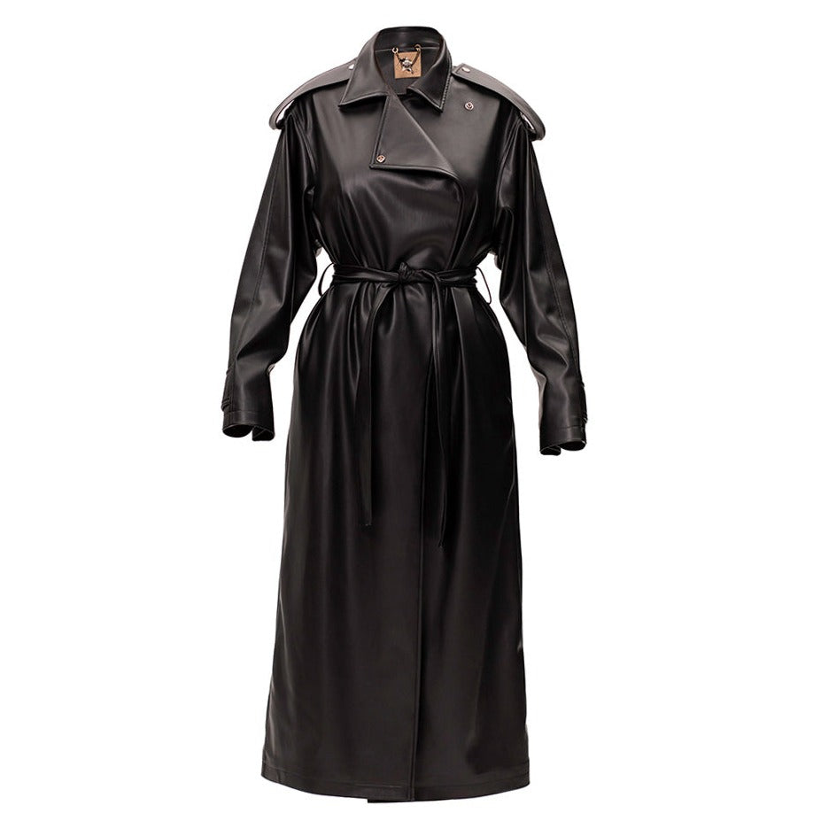 Black Midi Wrap Trench