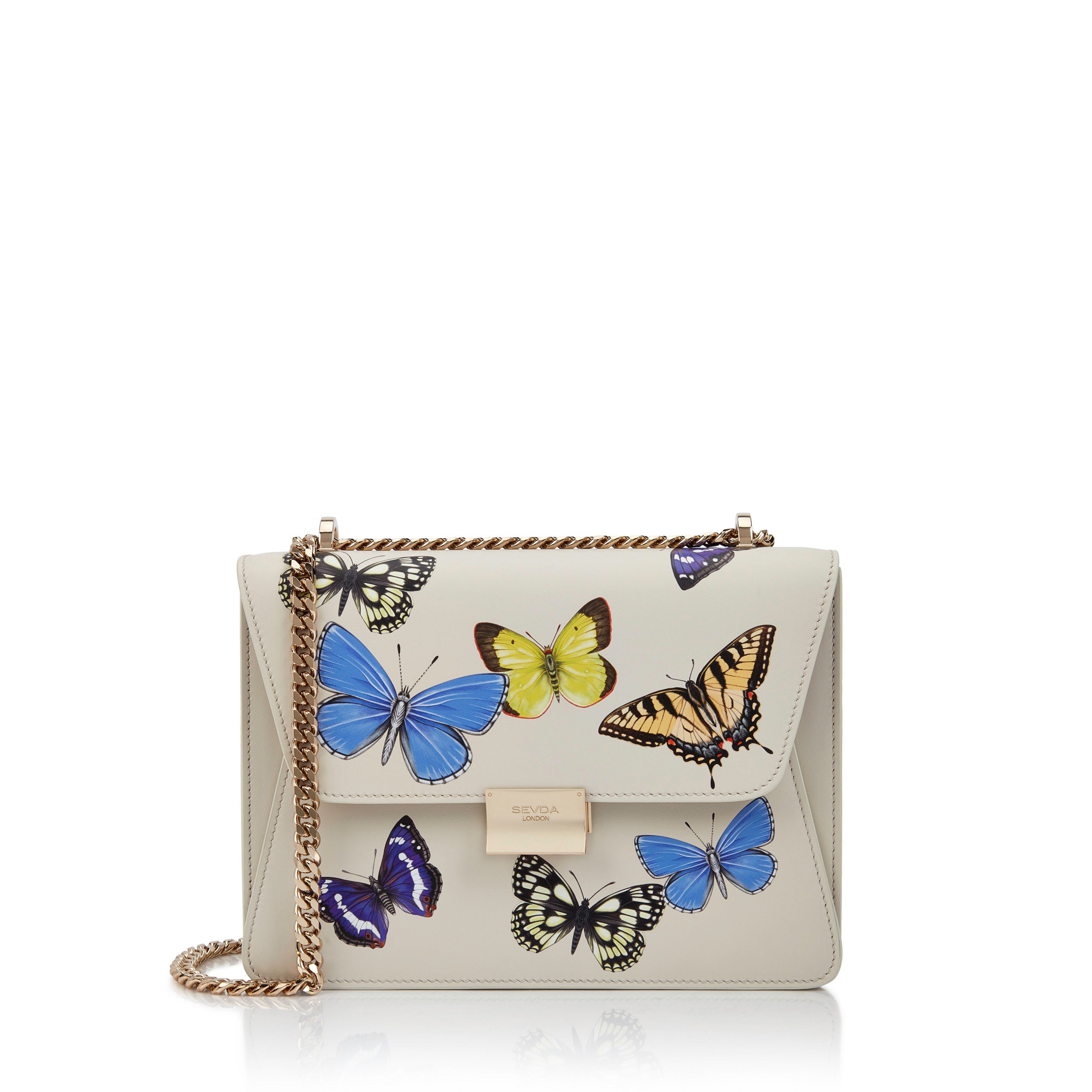 Kate Shoulder Bag with Butterflies Off White