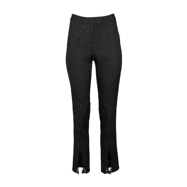 Black Leopard Print Lace Panel Pants