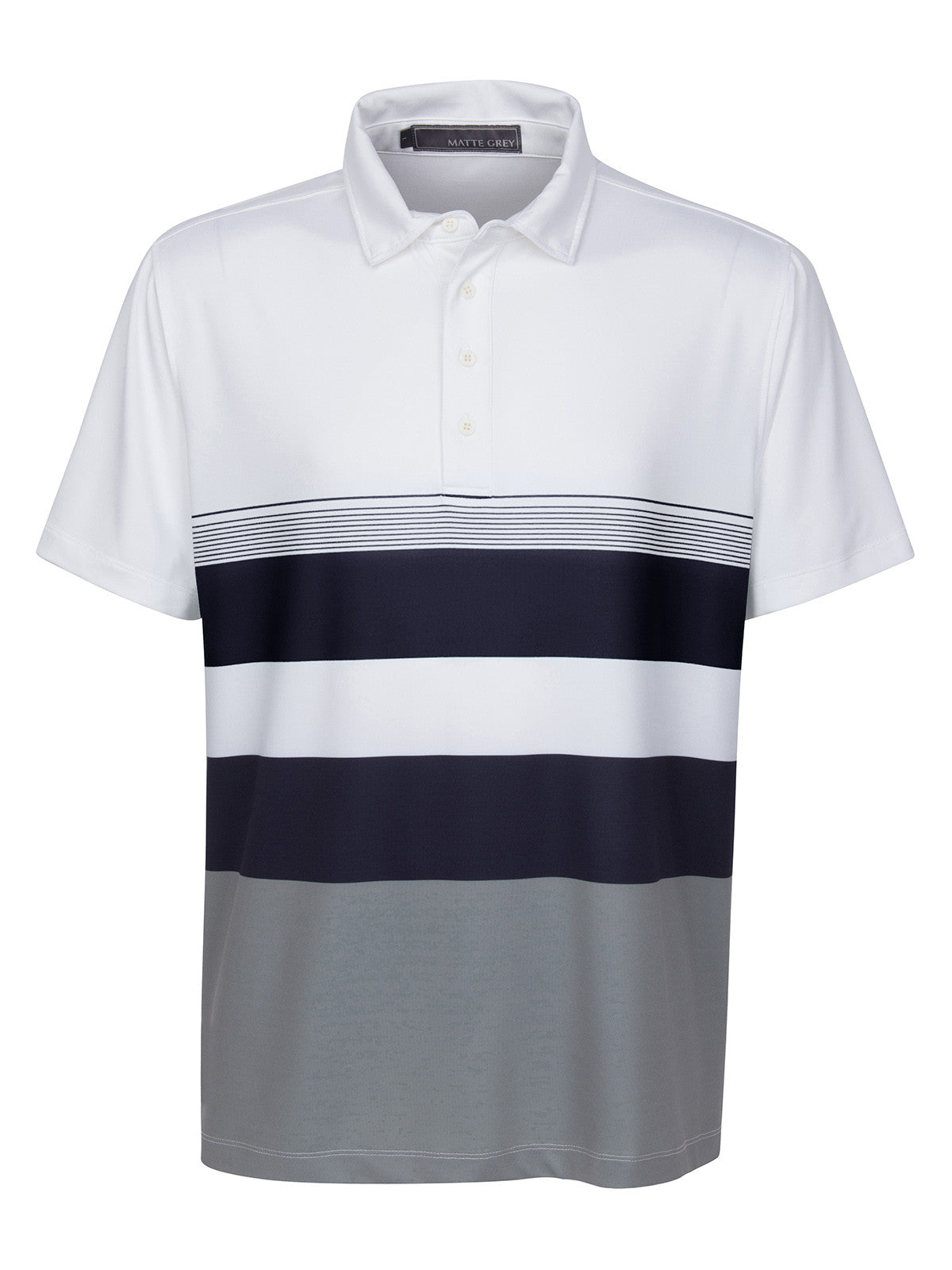 Matte Grey Men's Hendricks White (Graphite / Navy / Smoke) Striped Polo ...