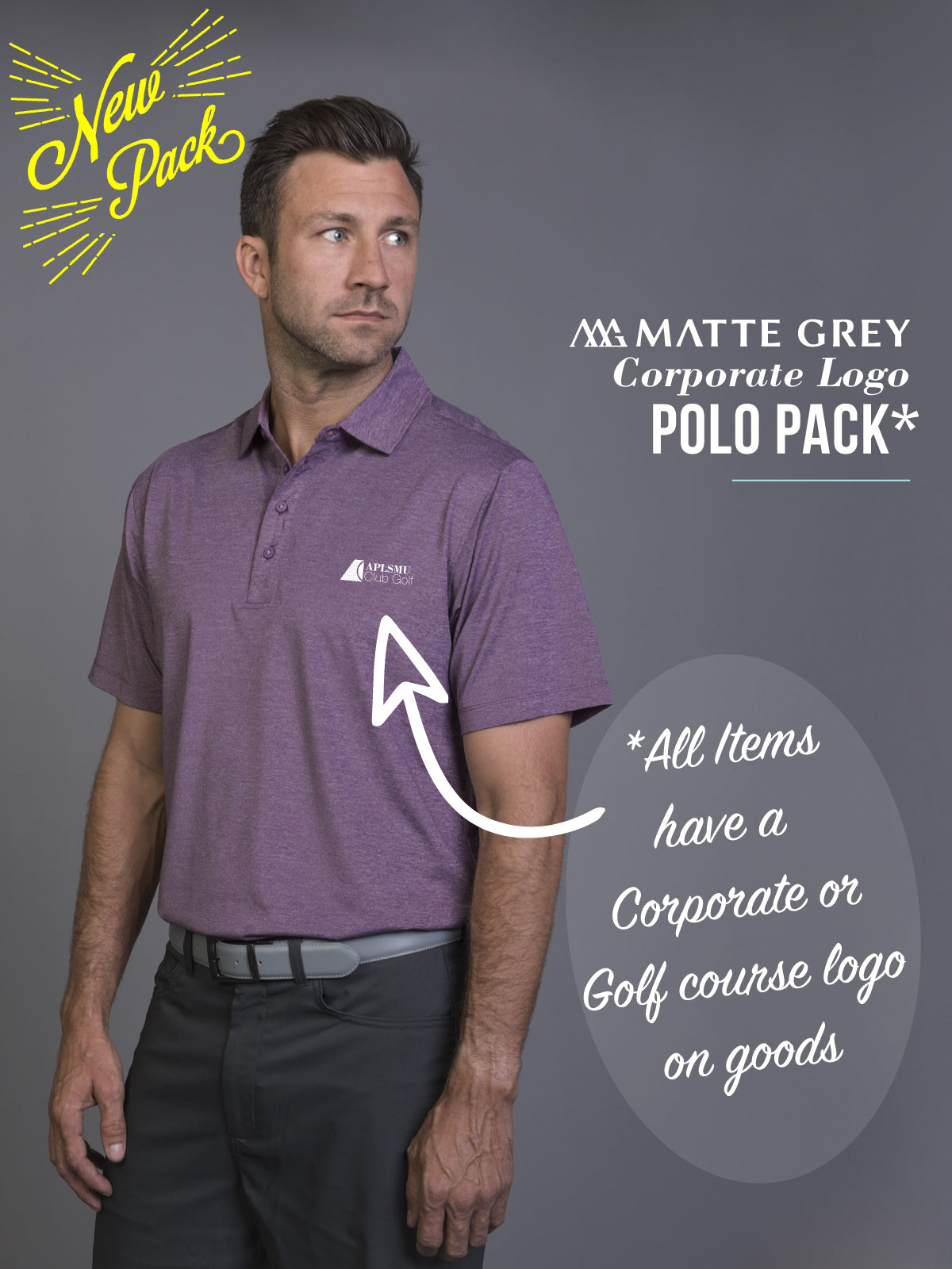 Matte Grey Polo Corporate Logo Pack - Haus of Grey