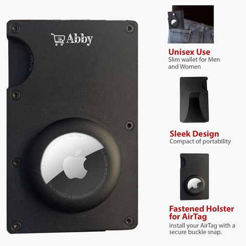 Abby's™ Apple AirTag Wallet Money Clip for Men | Aluminum Card Holder with RFID Shield