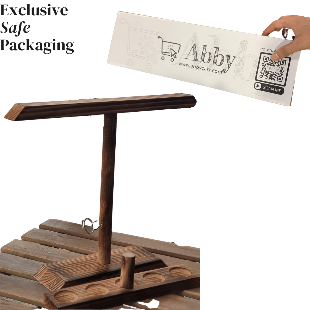 Abby™ Handmade Wooden Ring Toss Hooks with Shot Ladder - Party Bar Game
