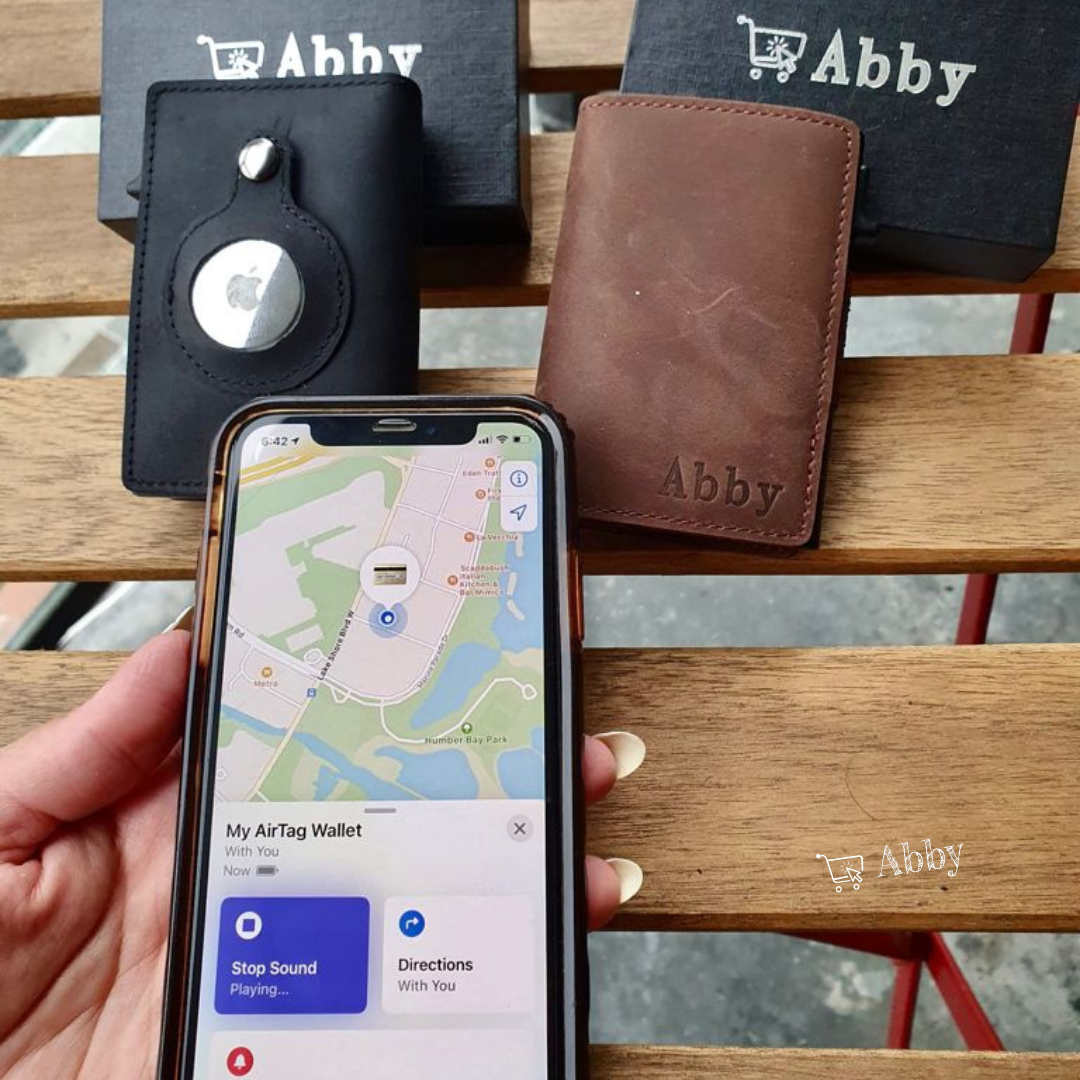 Abby's™ Anti-Lost Slim Leather AirTag Wallet with Apple AirTag Holder Case - RFID Protection