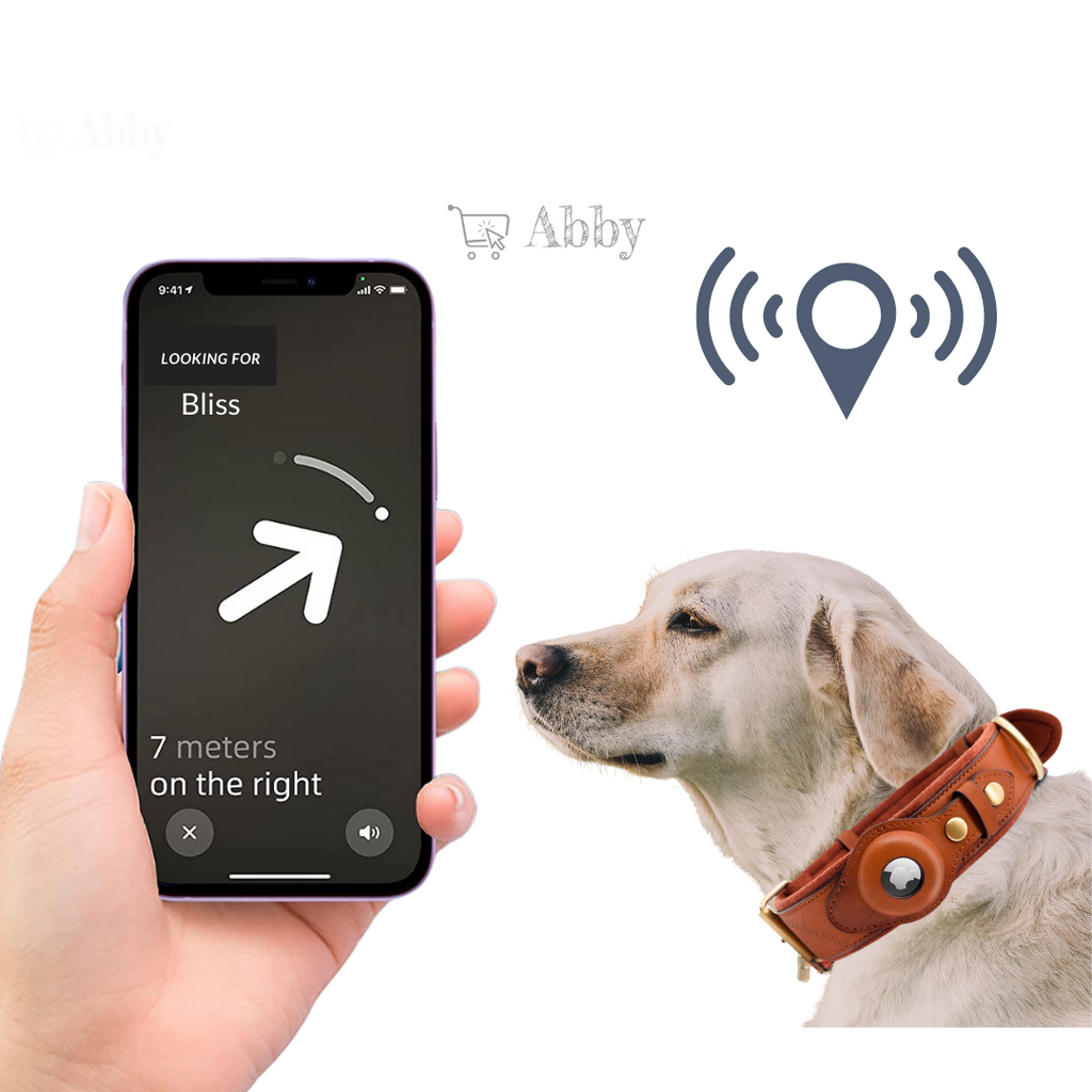 Abby’s Apple AirTag Dog Collar for your Pet, Leather - GPS Tracking