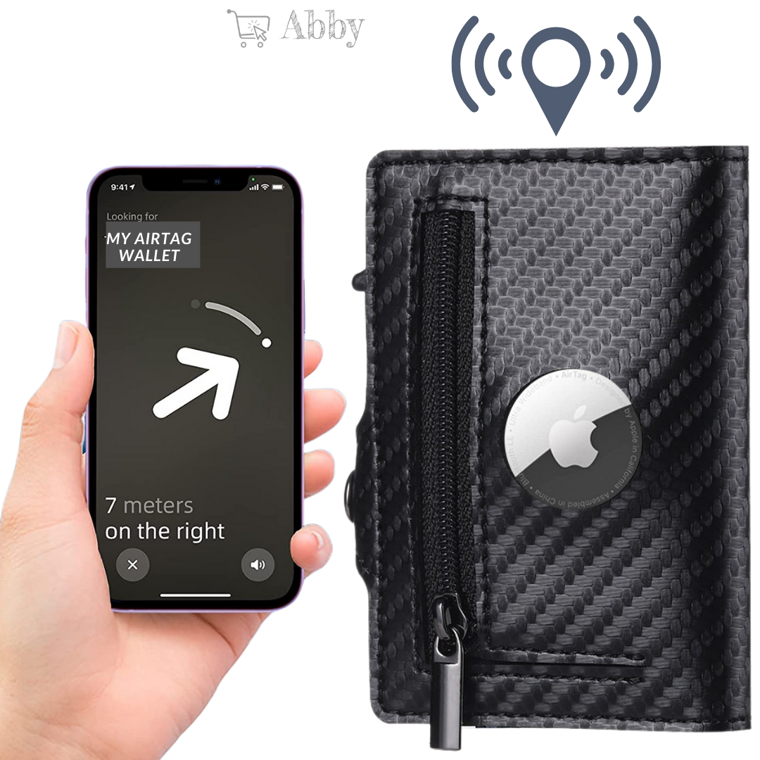 Abby's™ AirTag Trackable Leather Wallet with Apple AirTag Holder Case - RFID Blocking and Protection