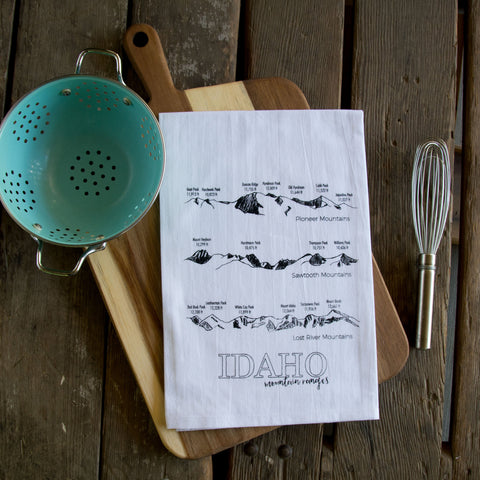 Dyed Idaho Syringa Tea Towel, Screen Printed flour sack dish towel