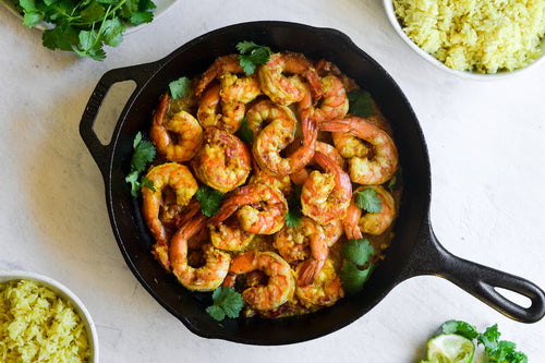 Turmeric Prawns with Coconut Turmeric Rice recipe