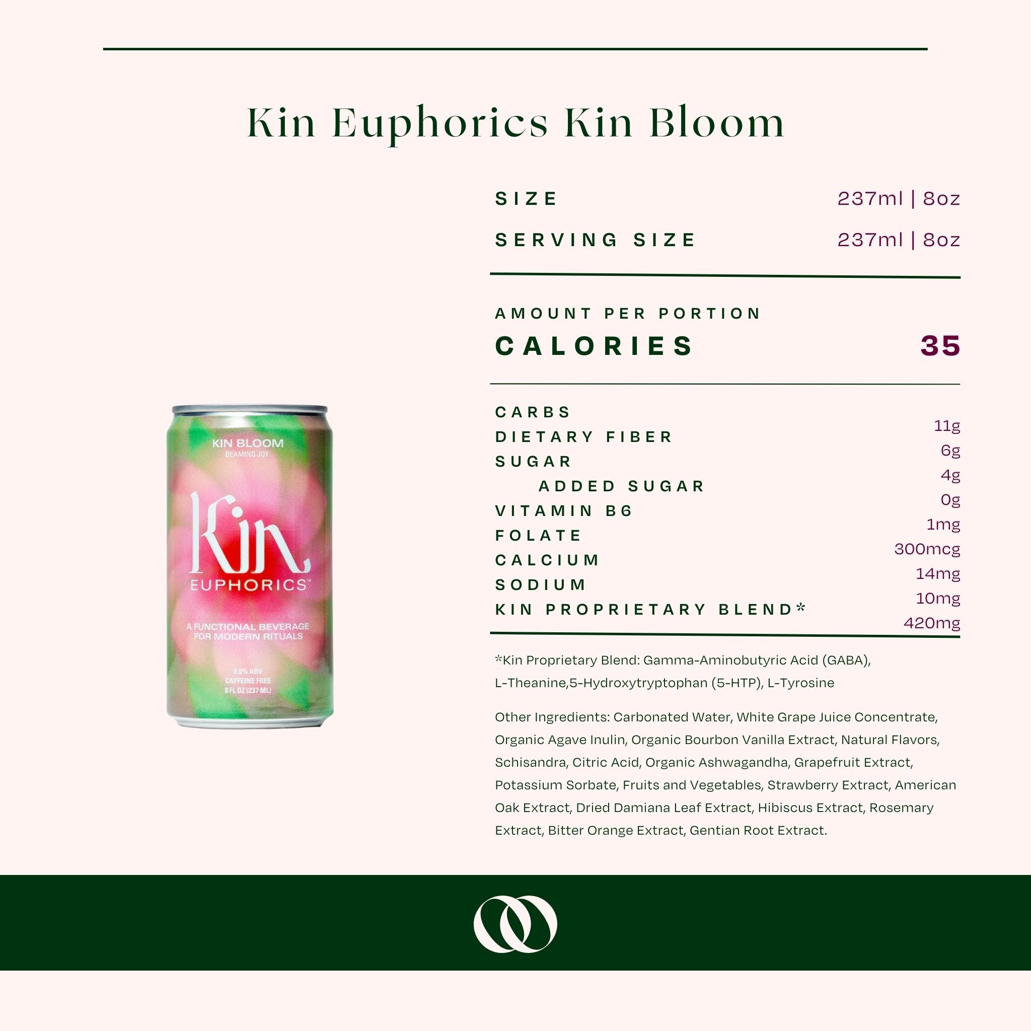 Kin Euphorics - Kin Bloom - Non-Alcoholic Beverage - Single Can 8 oz