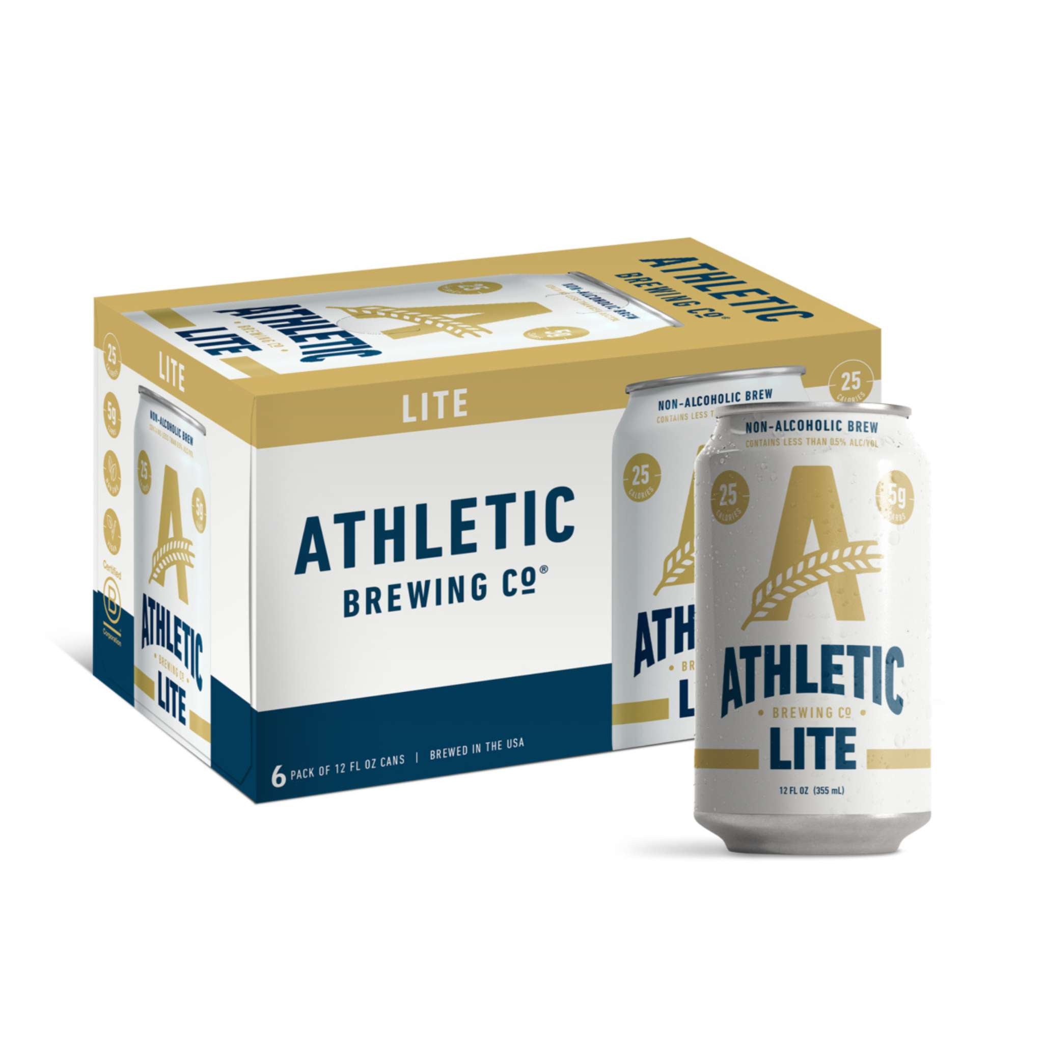 Athletic Brewing - Lite - Non-Alcoholic Beer - 6 pack