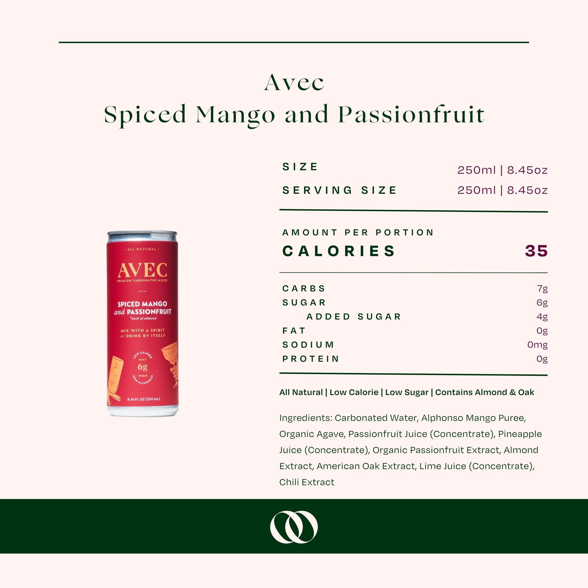 AVEC Spiced Mango & Passionfruit Non-Alcoholic Sparkling Beverage (4 pack)