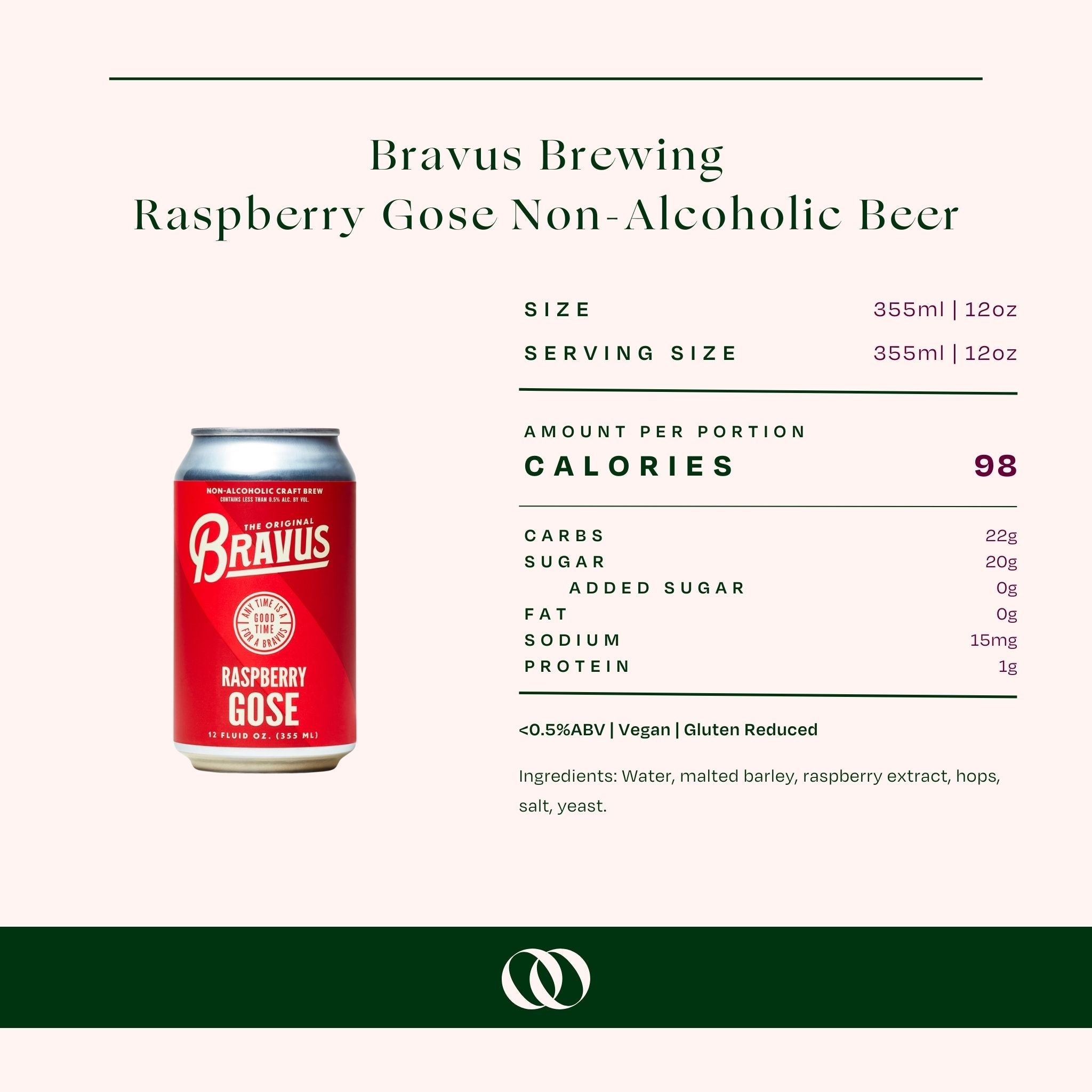 Bravus Brewing -Â Raspberry Gose Non-Alcoholic Beer 6-pack