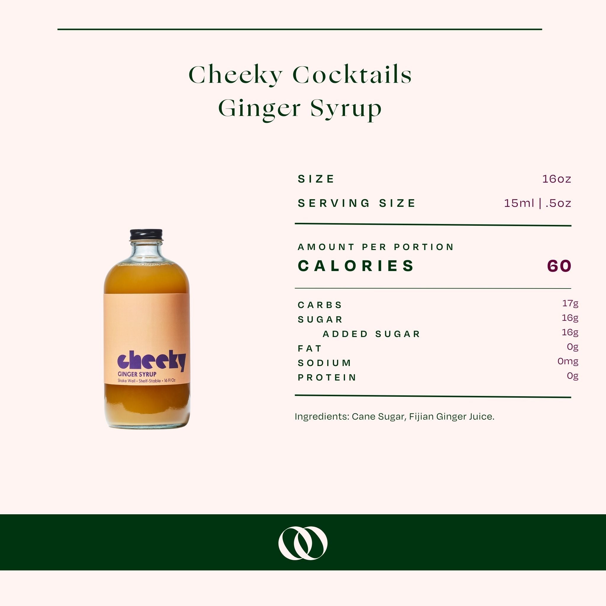 Cheeky Cocktails - Ginger Syrup 16 oz