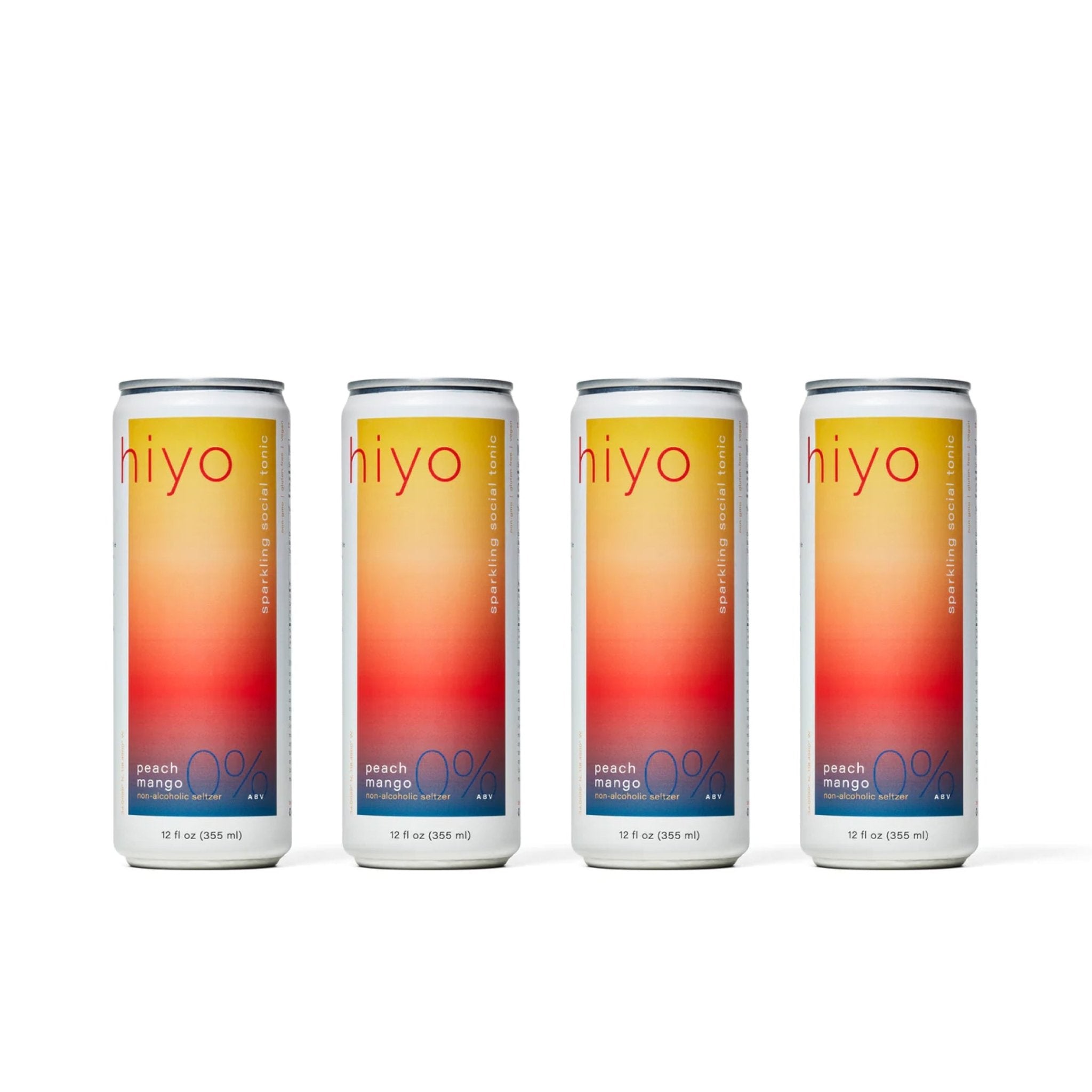 Hiyo - Peach Mango Non-Alcoholic Sparkling Social Tonic - 4 Pack